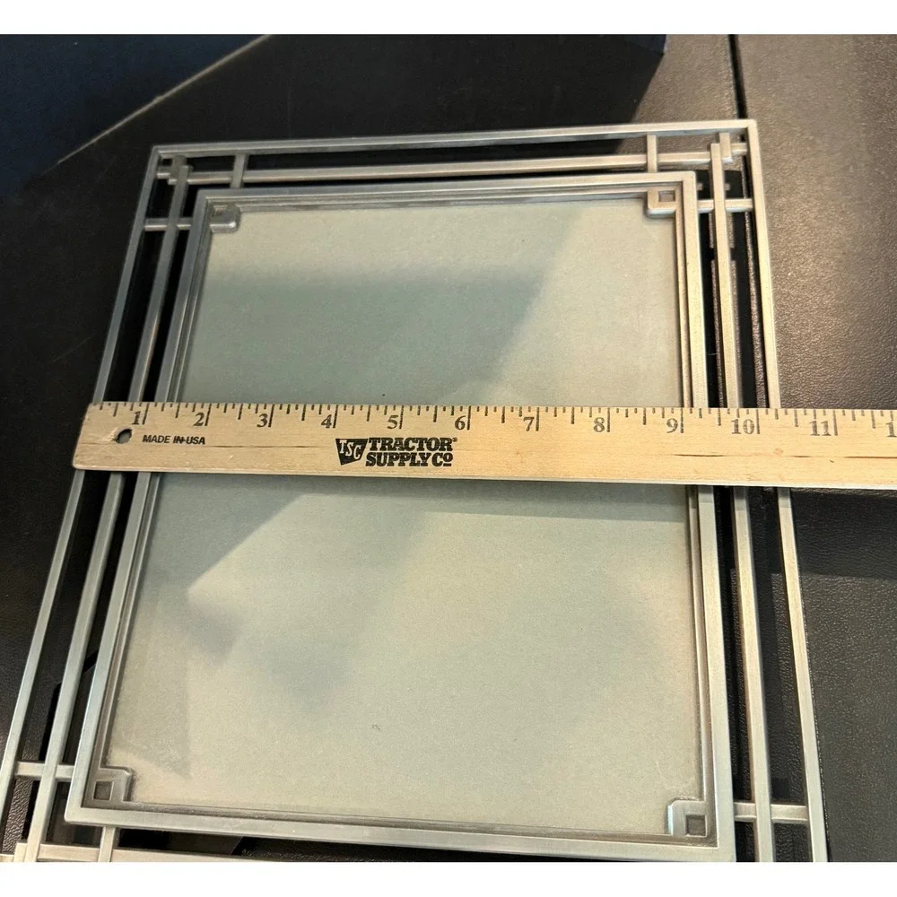 Picture Frame 8x10 Silver Tone Art Deco Geometric Tiered Metal Free Standing